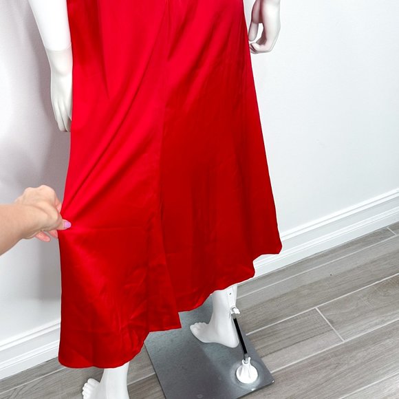 Alamour The Label Tonia Bustier Corset Lace Accent Slit Midi Dress in Red Size M - Picture 15 of 16